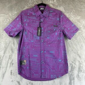 The Hundreds Button Up Shirt Men's S Purple Blue Circuit Board Print Cotton NEW